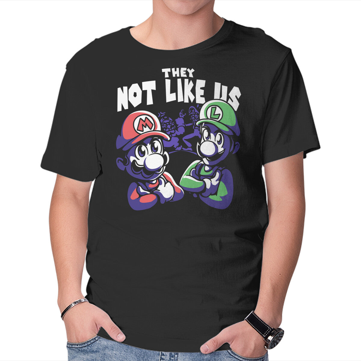 Not Like Bros – Gaming Graphic T-Shirt in black, product display