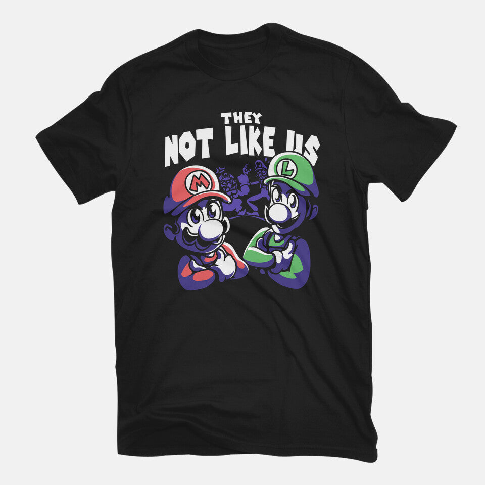 Not Like Bros – Gaming Graphic T-Shirt in black, flat-lay product view