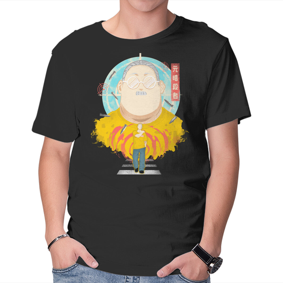 Ex Hitman Sakamoto – Anime Graphic T-Shirt in black, product display