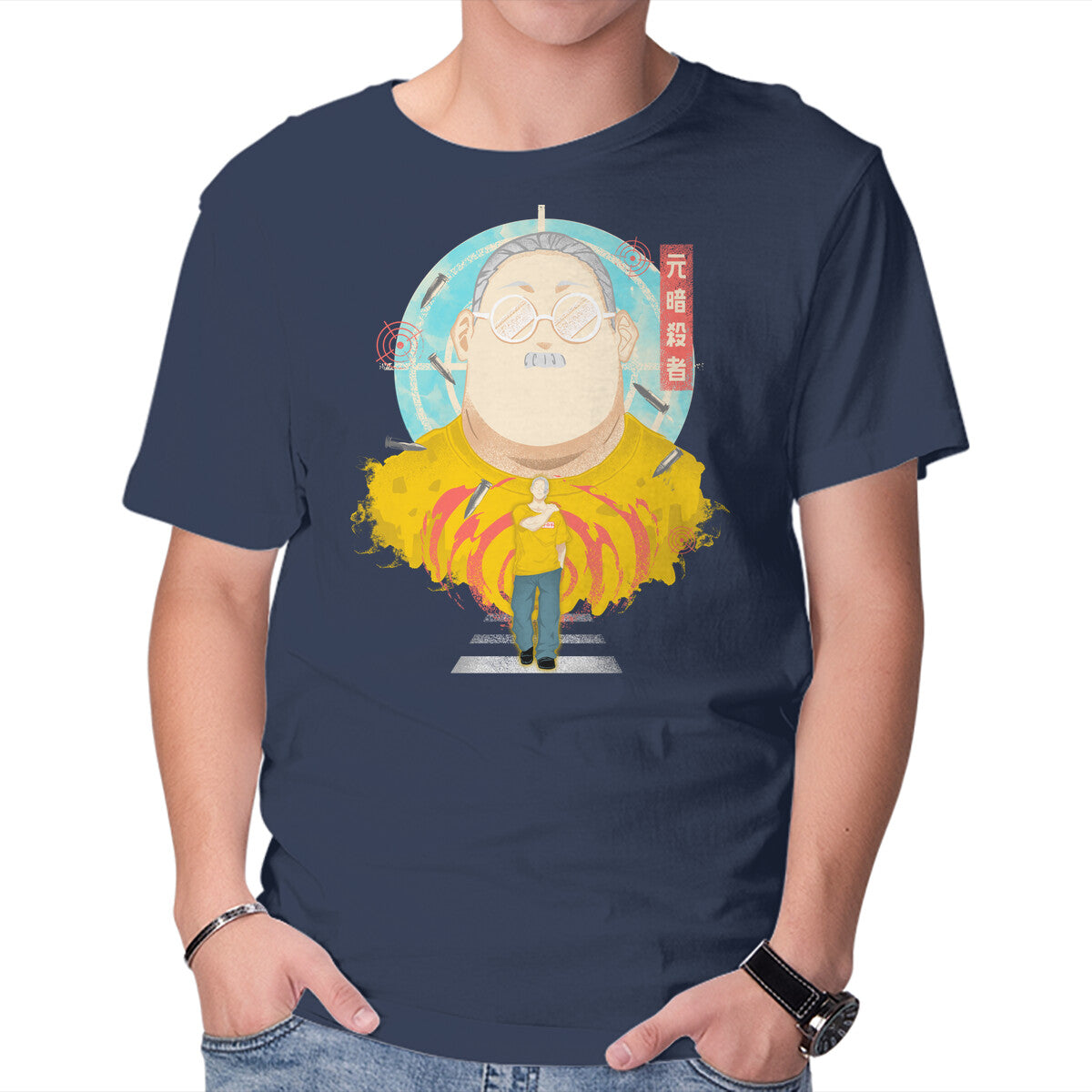 Ex Hitman Sakamoto – Anime Graphic T-Shirt in navy, product display