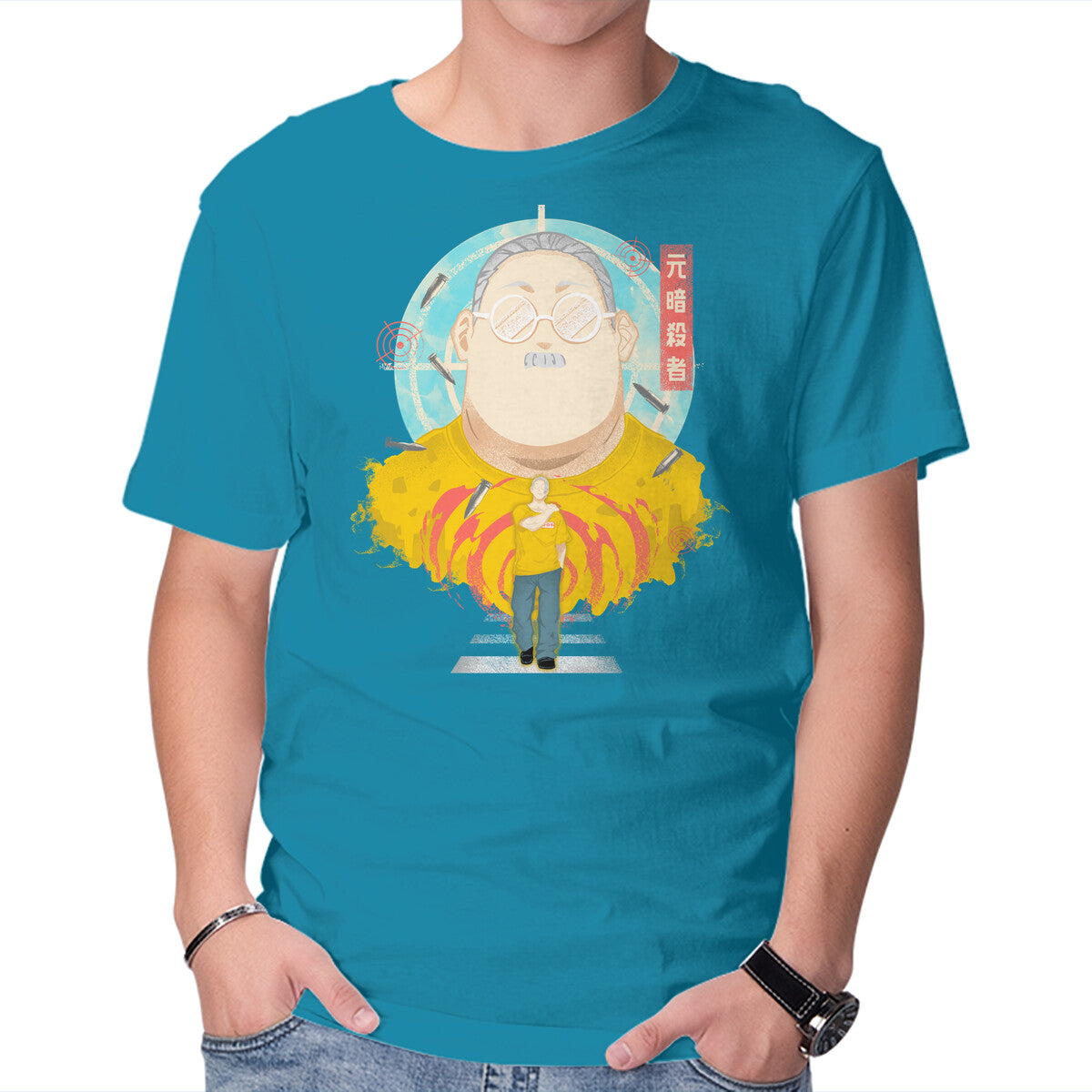 Ex Hitman Sakamoto – Anime Graphic T-Shirt in turquoise, product display