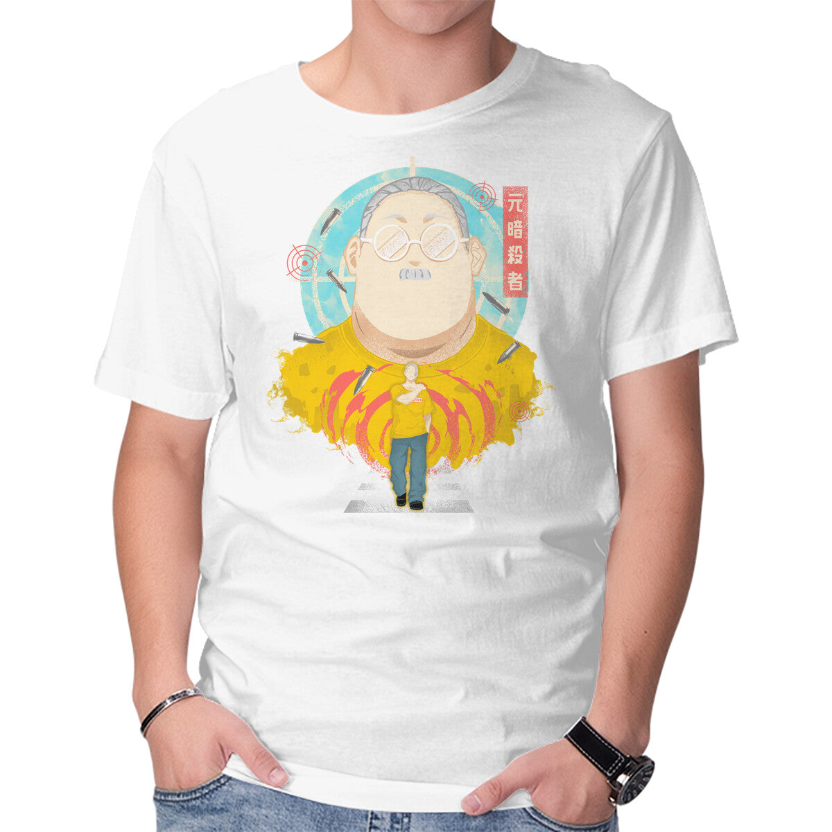 Ex Hitman Sakamoto – Anime Graphic T-Shirt in white, product display