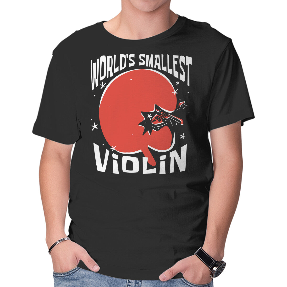 World's Smallest Violin – Music Graphic T-Shirt in black, product display
