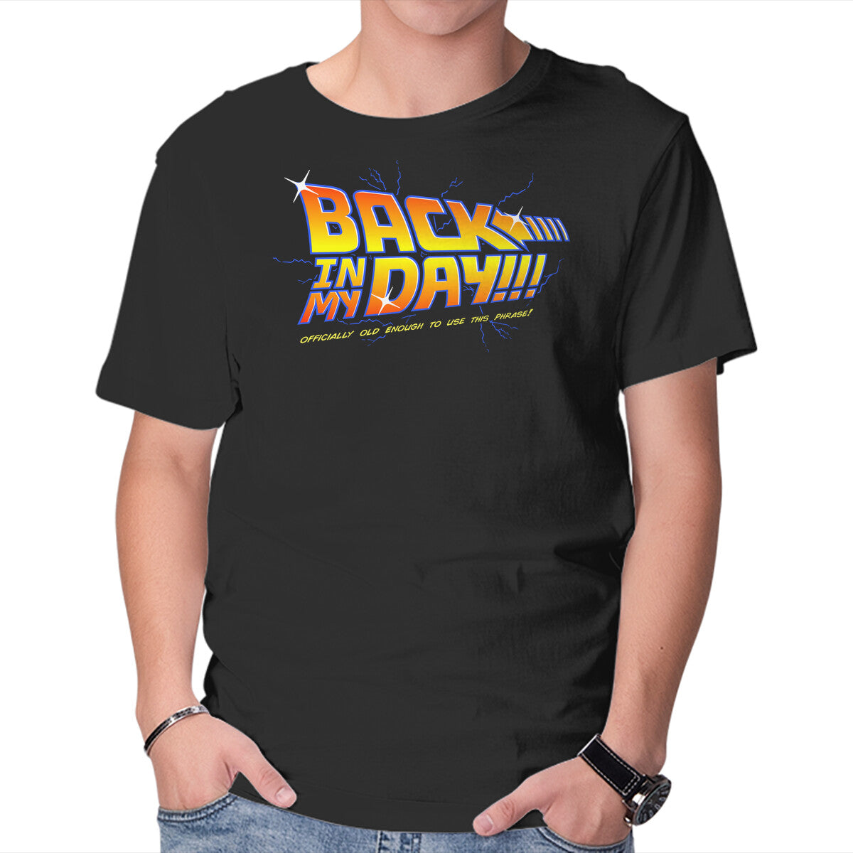 Back In My Day – Sci-Fi Graphic T-Shirt in black, product display