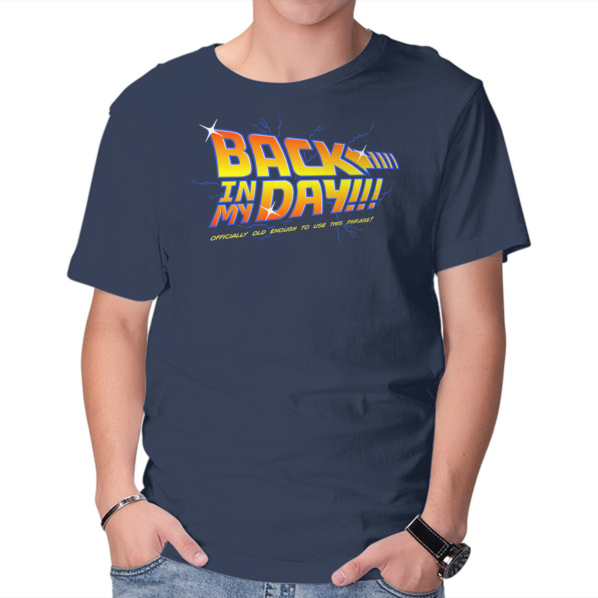 Back In My Day – Sci-Fi Graphic T-Shirt in navy, product display