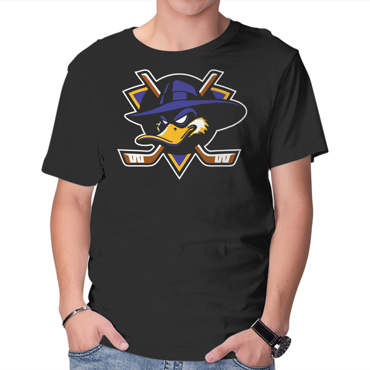 The Darkwing Ducks – Retro Graphic T-Shirt in black, product display