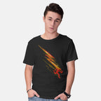Model wearing black Flashy – Sci-Fi Graphic T-Shirt