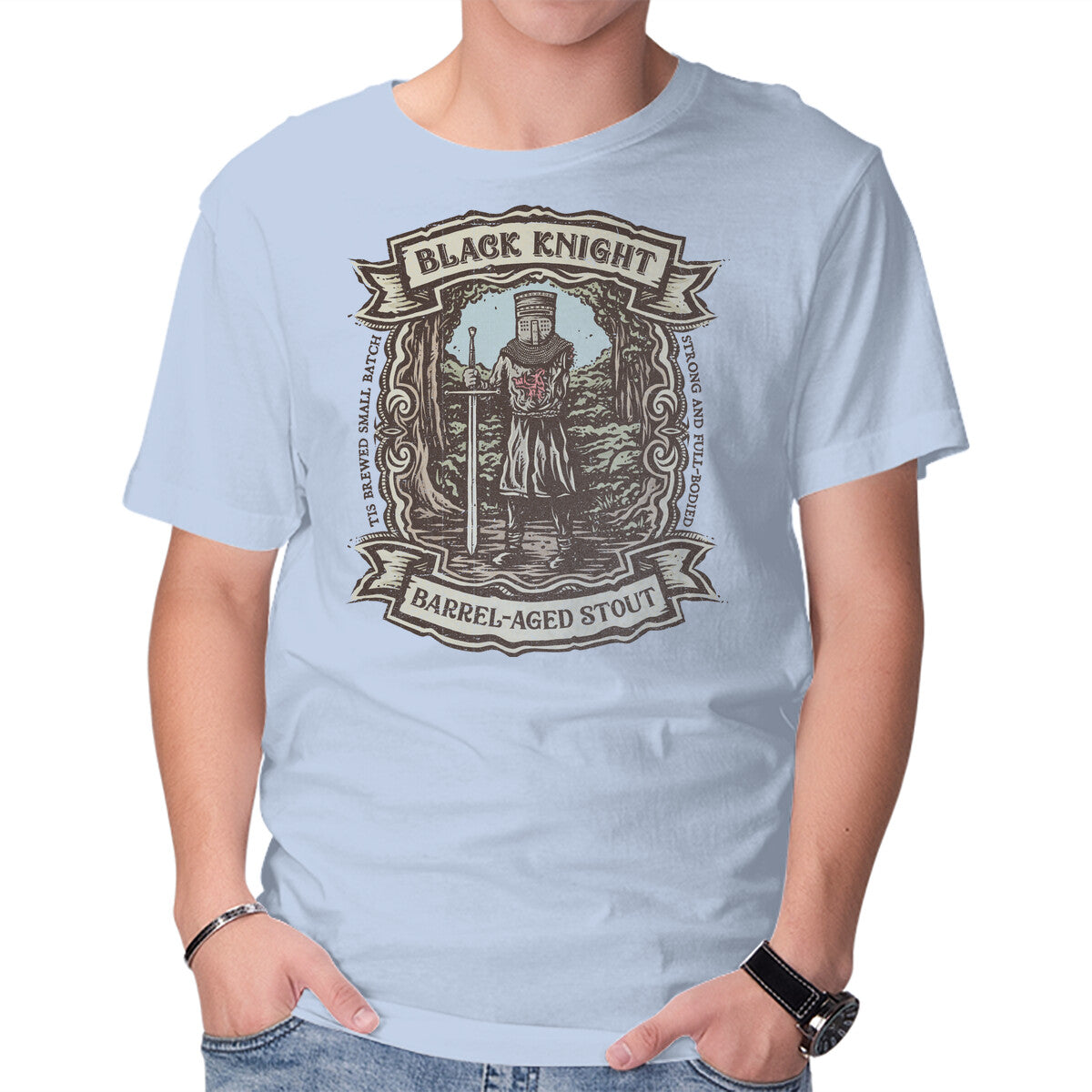 Tis But A Craft Brew – Movie Graphic T-Shirt in blue, product display