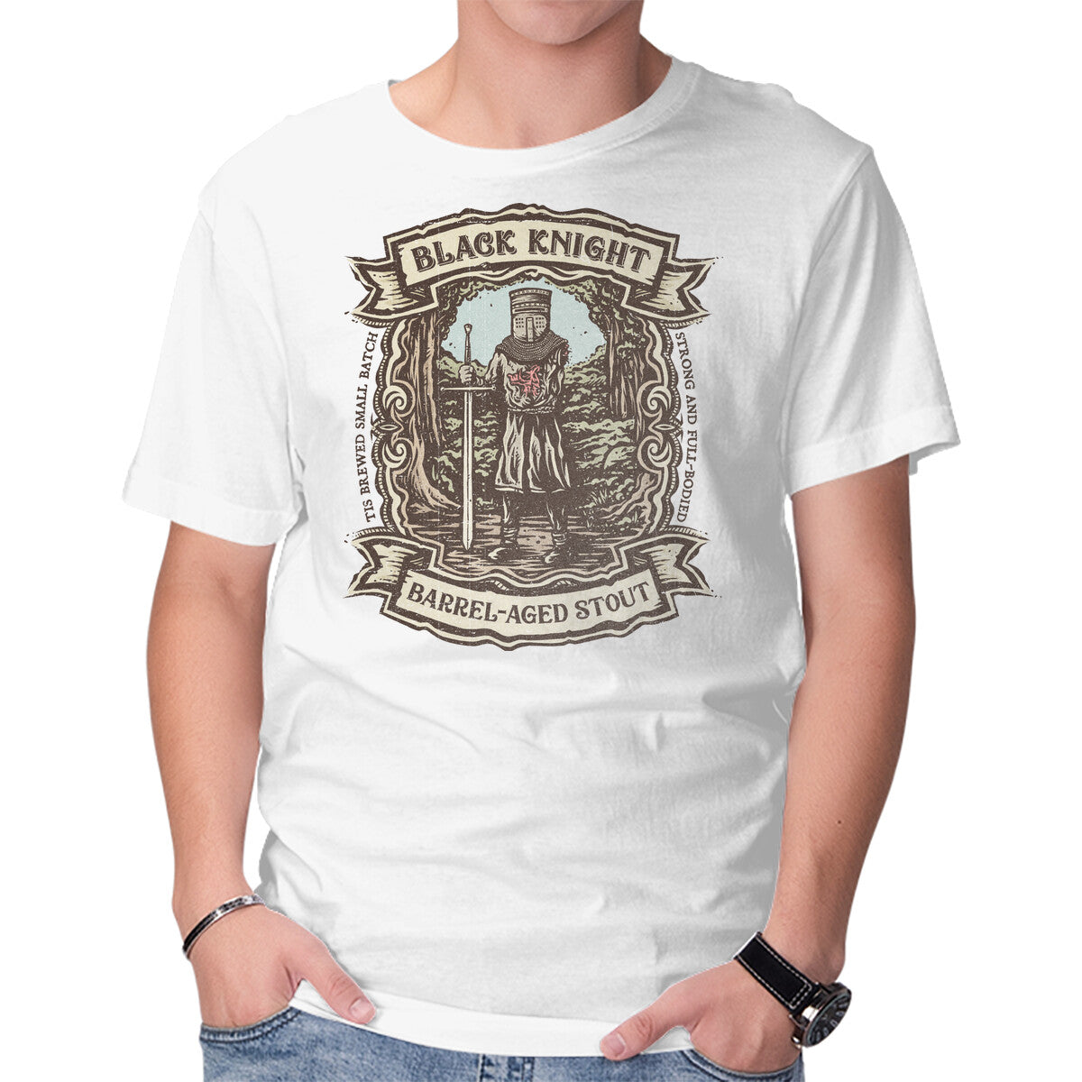 Tis But A Craft Brew – Movie Graphic T-Shirt in white, product display