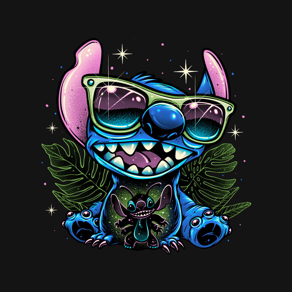 Tropical Visitor – Movie Graphic T-Shirt design artwork for black graphic T-shirt