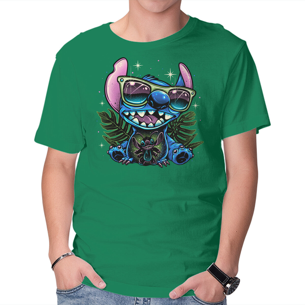 Tropical Visitor – Movie Graphic T-Shirt in green, product display