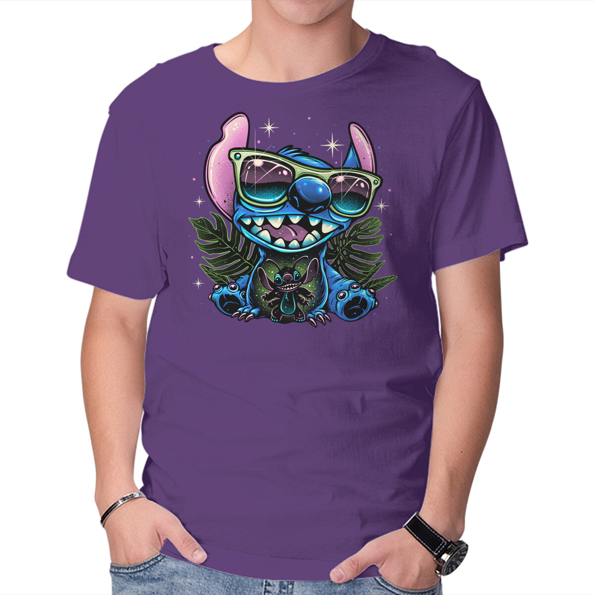 Tropical Visitor – Movie Graphic T-Shirt in purple, product display