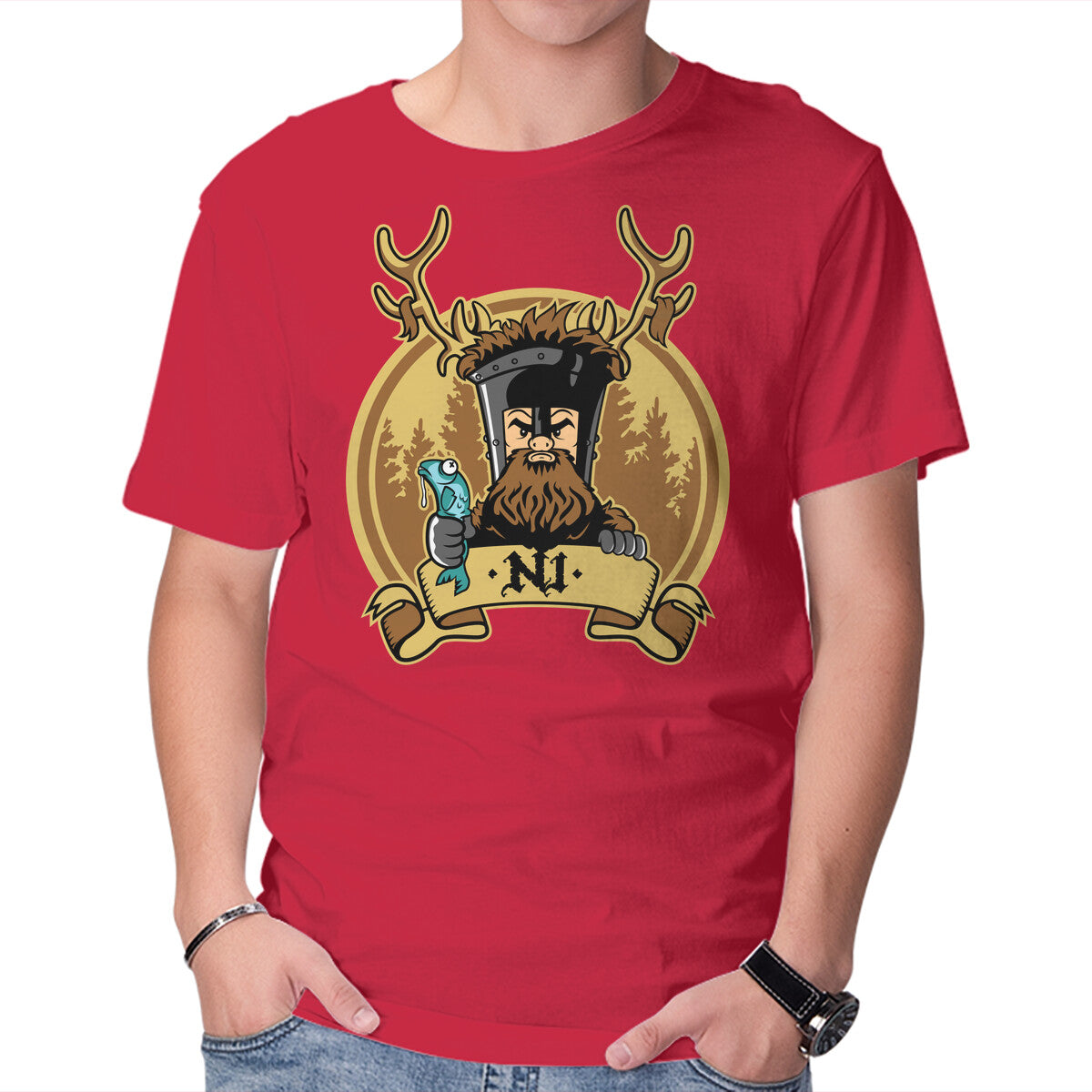 Ni Knight – Movie Graphic T-Shirt in red, product display