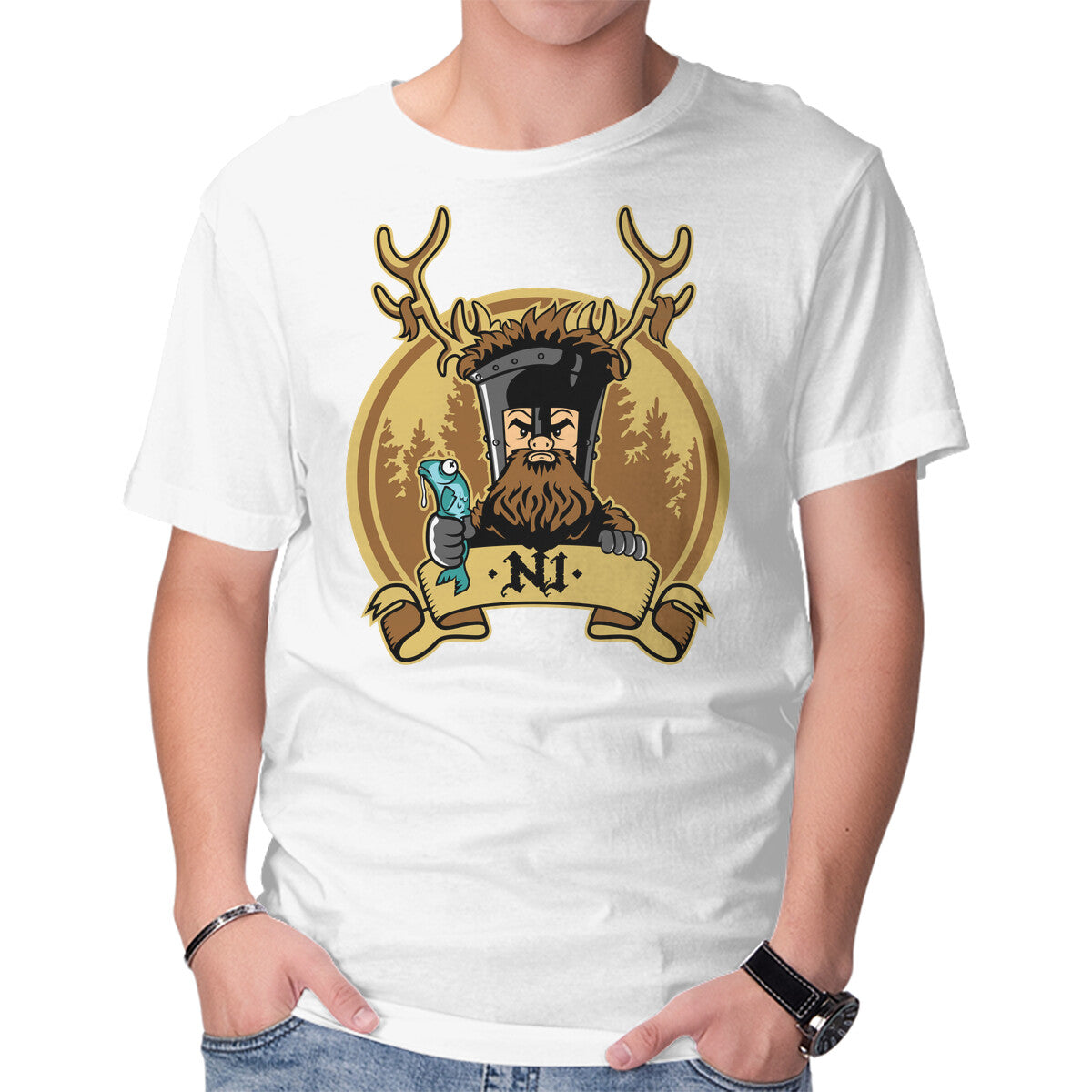 Ni Knight – Movie Graphic T-Shirt in white, product display
