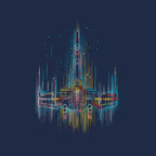 Neon X-Wing – Sci-Fi Graphic T-Shirt design artwork for navy graphic T-shirt
