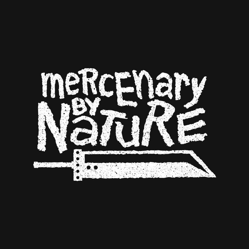Mercenary By Nature – Gaming Graphic T-Shirt design artwork for black graphic T-shirt