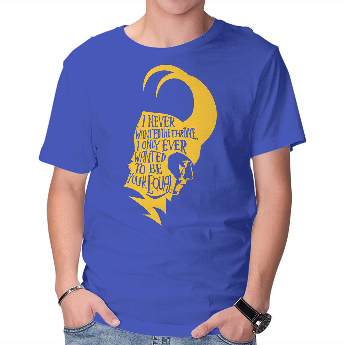 Your Equal – Movie Graphic T-Shirt in royal blue, product display