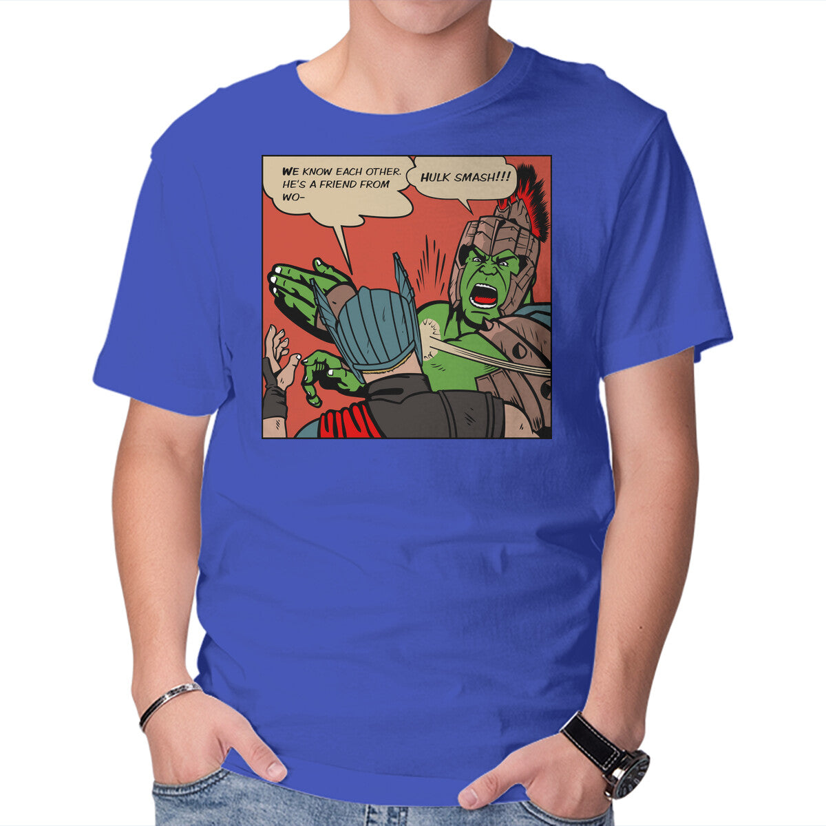 He's A Friend – Movie Graphic T-Shirt in royal blue, product display