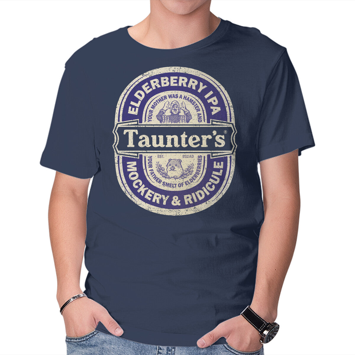 Elderberry IPA – Movie Graphic T-Shirt in navy, product display