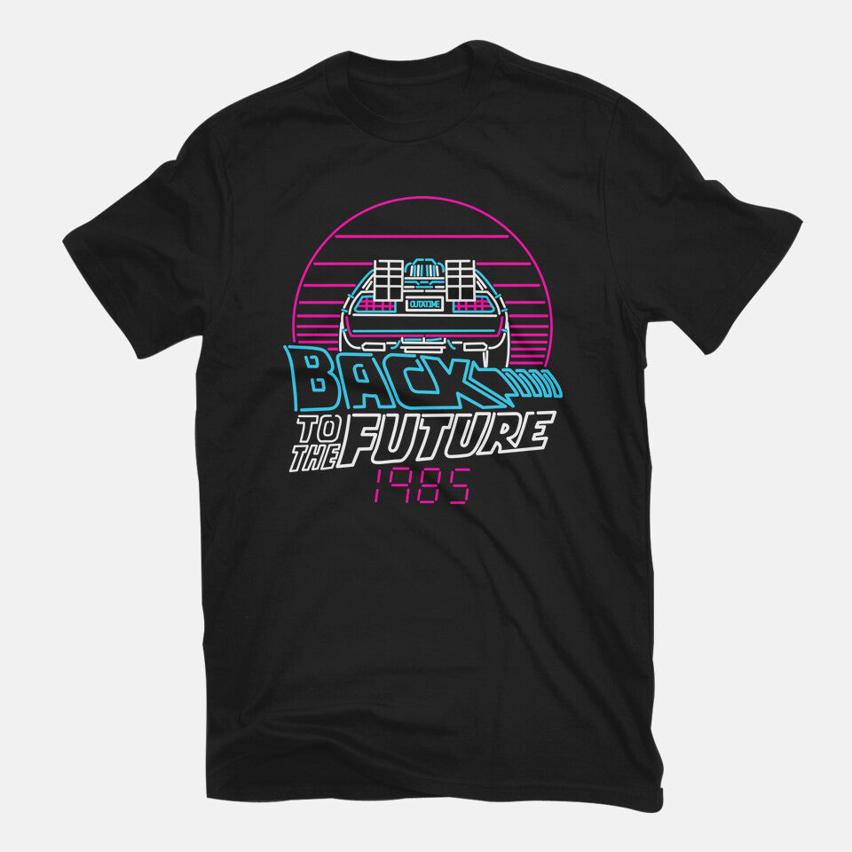Back To The 1980s – Sci-Fi Graphic T-Shirt in black, flat-lay product view