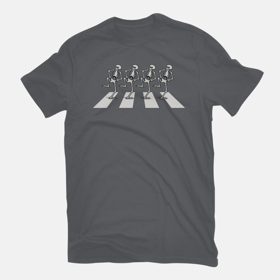 Bony Road – Horror Graphic T-Shirt in charcoal, flat-lay product view