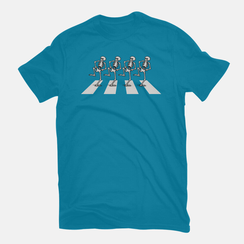 Bony Road – Horror Graphic T-Shirt in turquoise, flat-lay product view