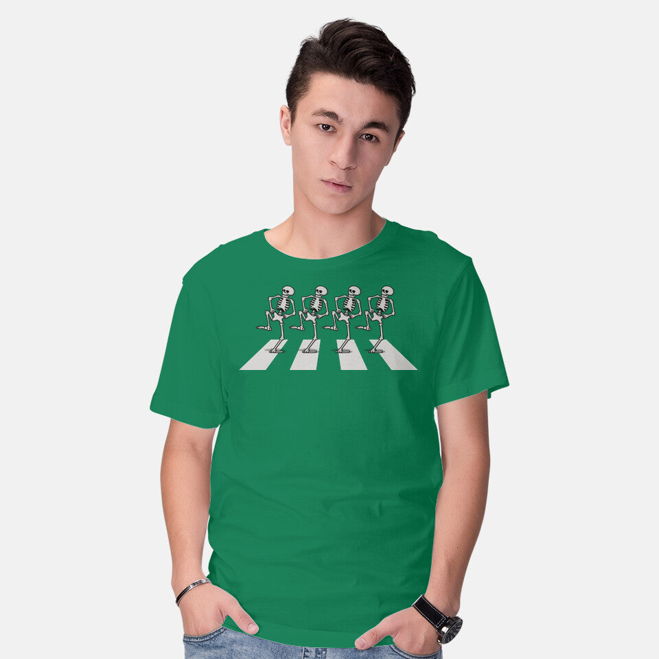 Model wearing green Bony Road – Horror Graphic T-Shirt