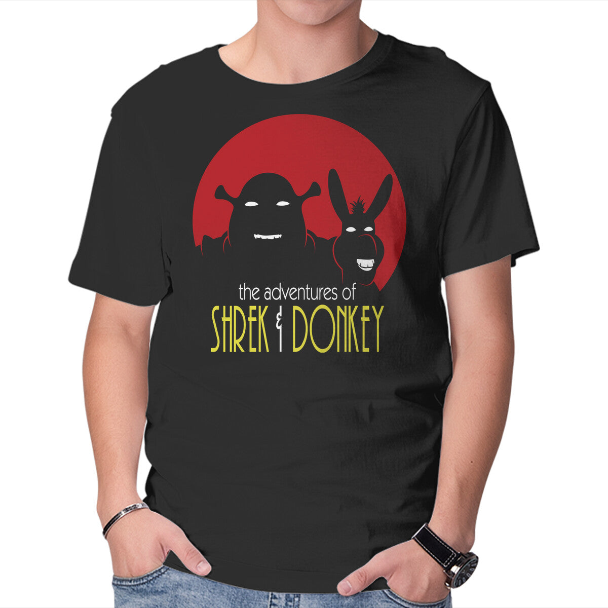 Adventures Of Shrek And Donkey – Movie Graphic T-Shirt in black, product display