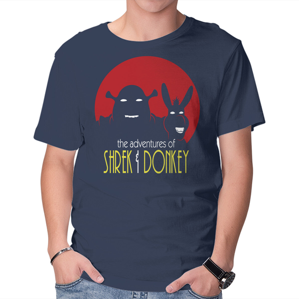 Adventures Of Shrek And Donkey – Movie Graphic T-Shirt in navy, product display