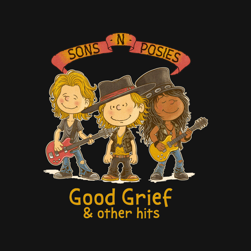 Sons N Posies – Music Graphic T-Shirt design artwork for black graphic T-shirt