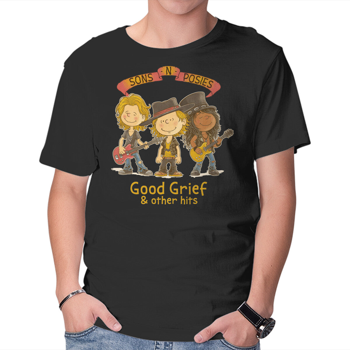 Sons N Posies – Music Graphic T-Shirt in black, product display