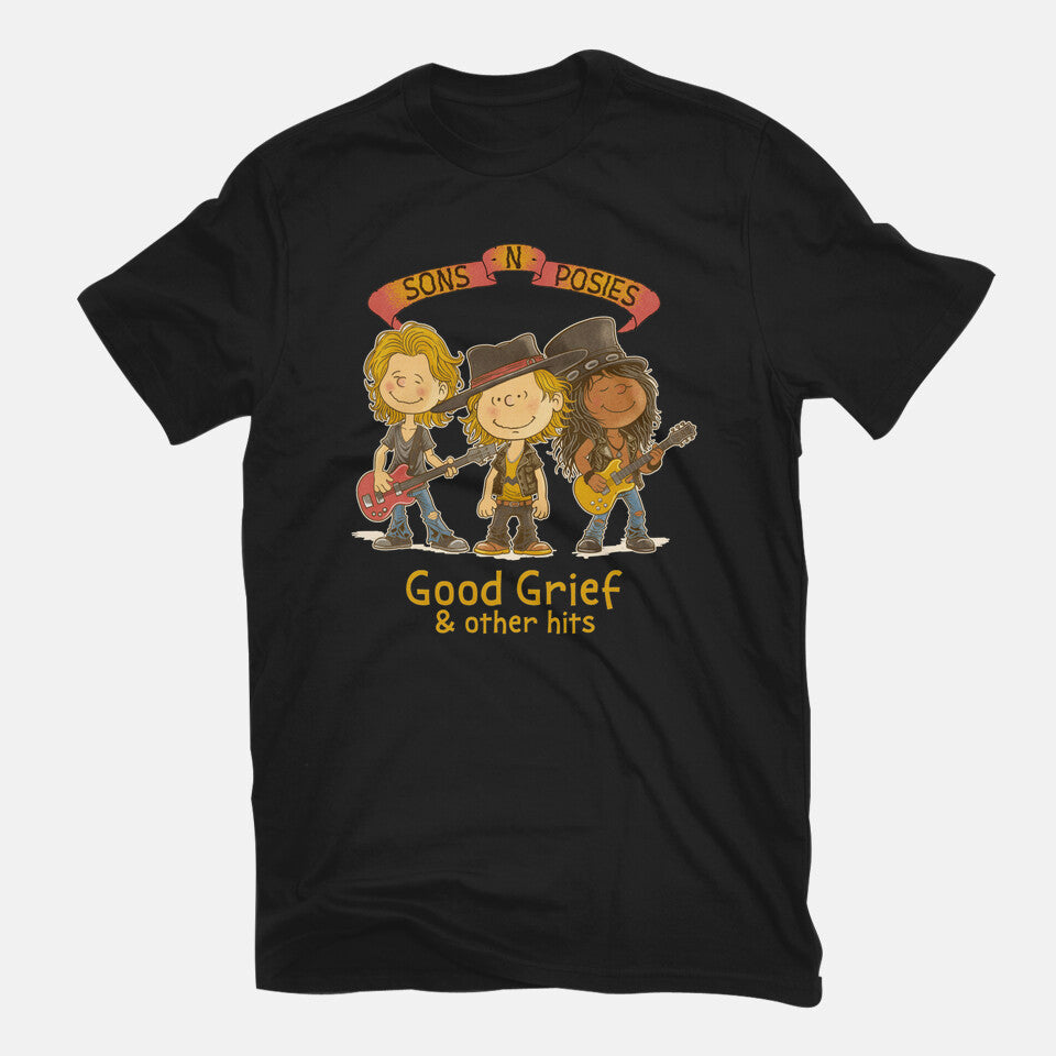Sons N Posies – Music Graphic T-Shirt in black, flat-lay product view