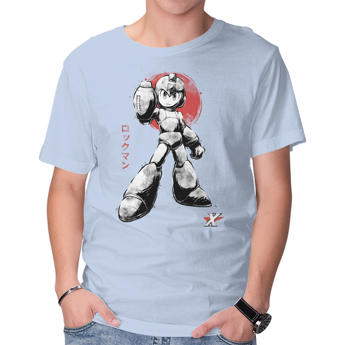 Mega Kid Sumi-e – Gaming Graphic T-Shirt in blue, product display