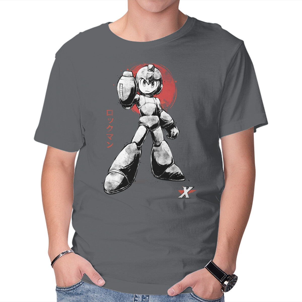 Mega Kid Sumi-e – Gaming Graphic T-Shirt in charcoal, product display