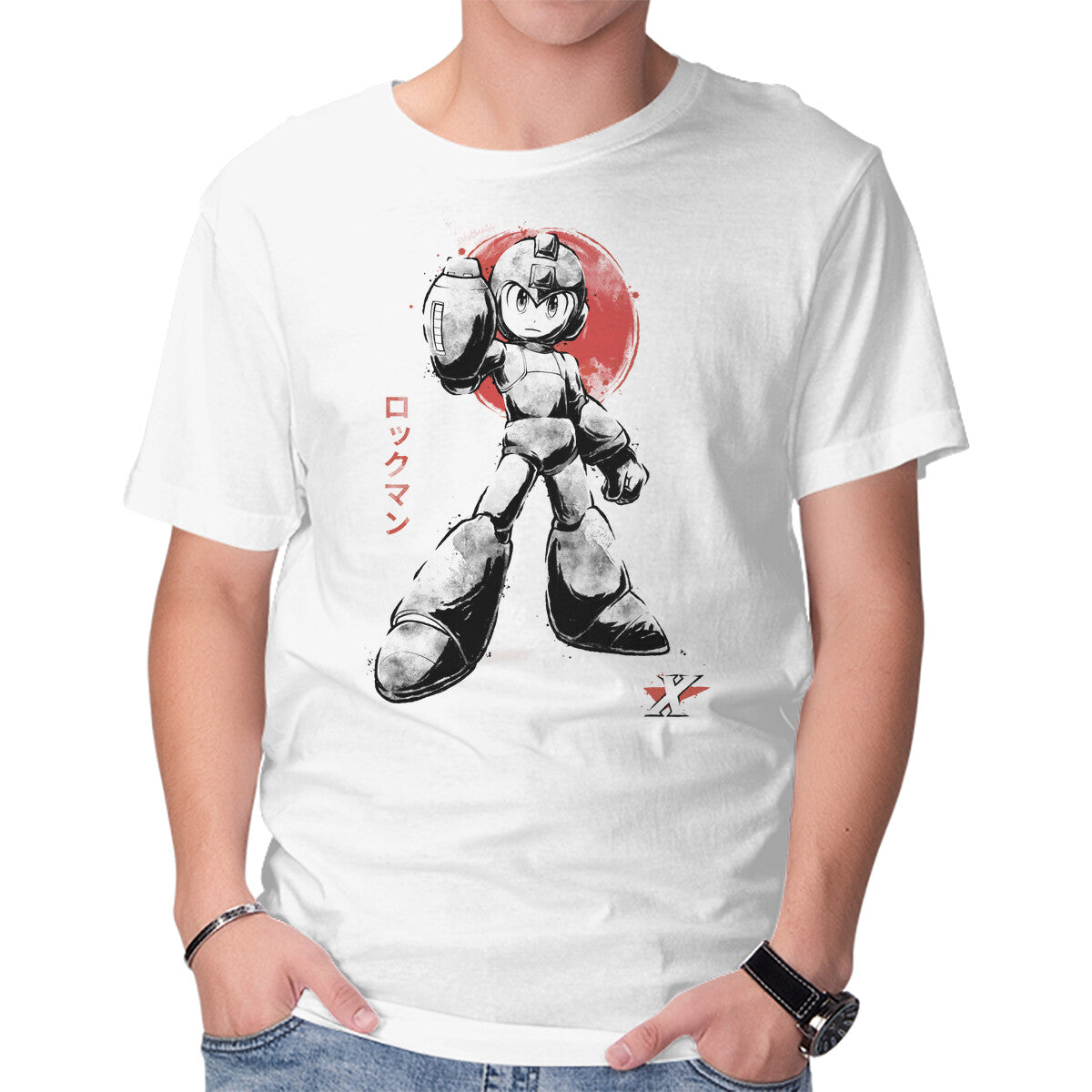 Mega Kid Sumi-e – Gaming Graphic T-Shirt in white, product display