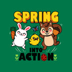 Spring Into Action – Animal Graphic T-Shirt design artwork for green graphic T-shirt