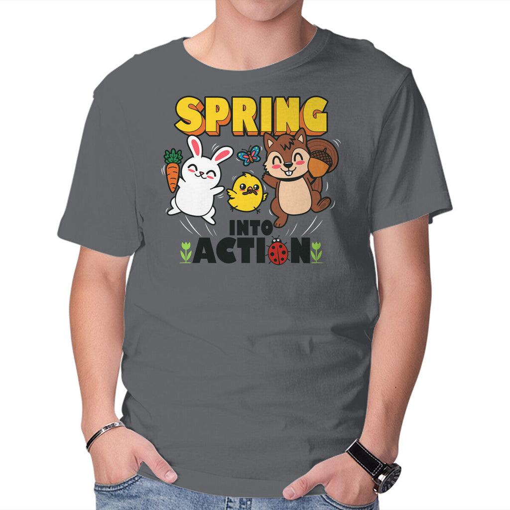Spring Into Action – Animal Graphic T-Shirt in charcoal, product display
