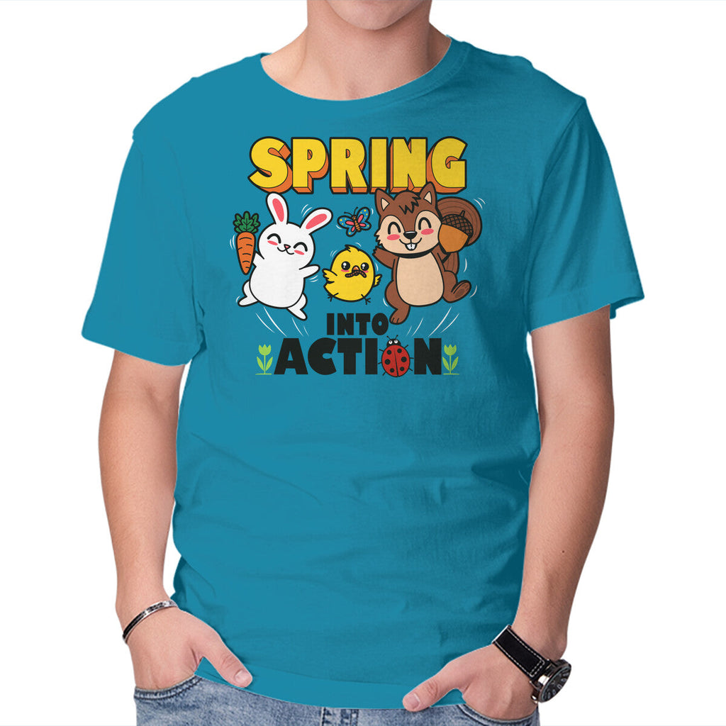 Spring Into Action – Animal Graphic T-Shirt in turquoise, product display