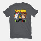 Spring Into Action – Animal Graphic T-Shirt in charcoal, flat-lay product view