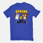Spring Into Action – Animal Graphic T-Shirt in royal blue, flat-lay product view