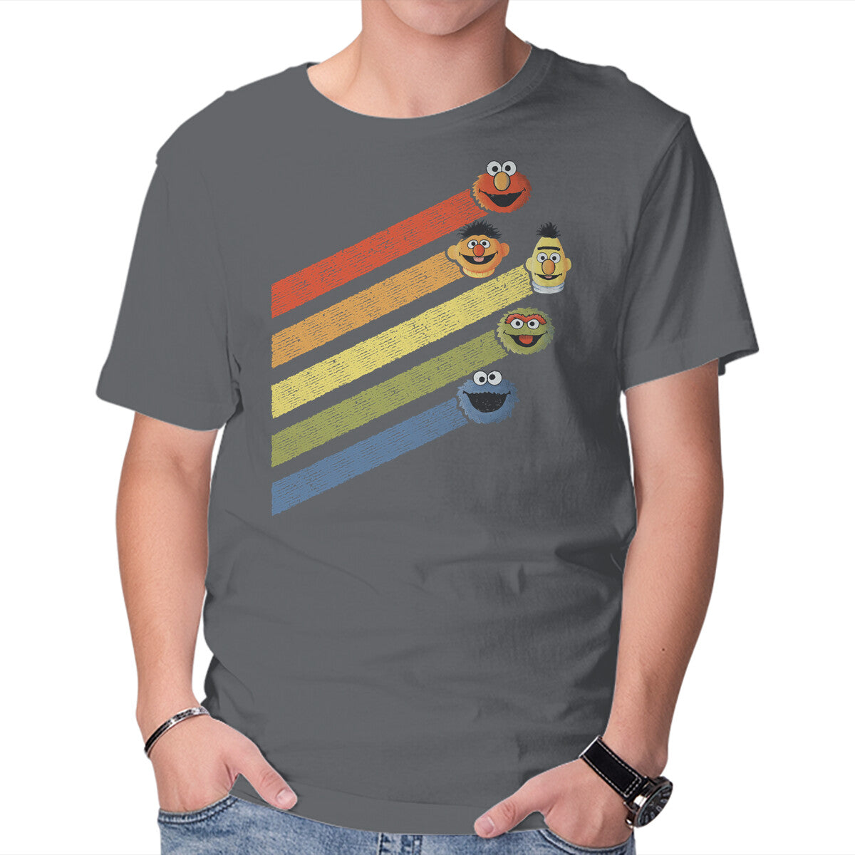 Retro Sesame – Retro Graphic T-Shirt in charcoal, product display