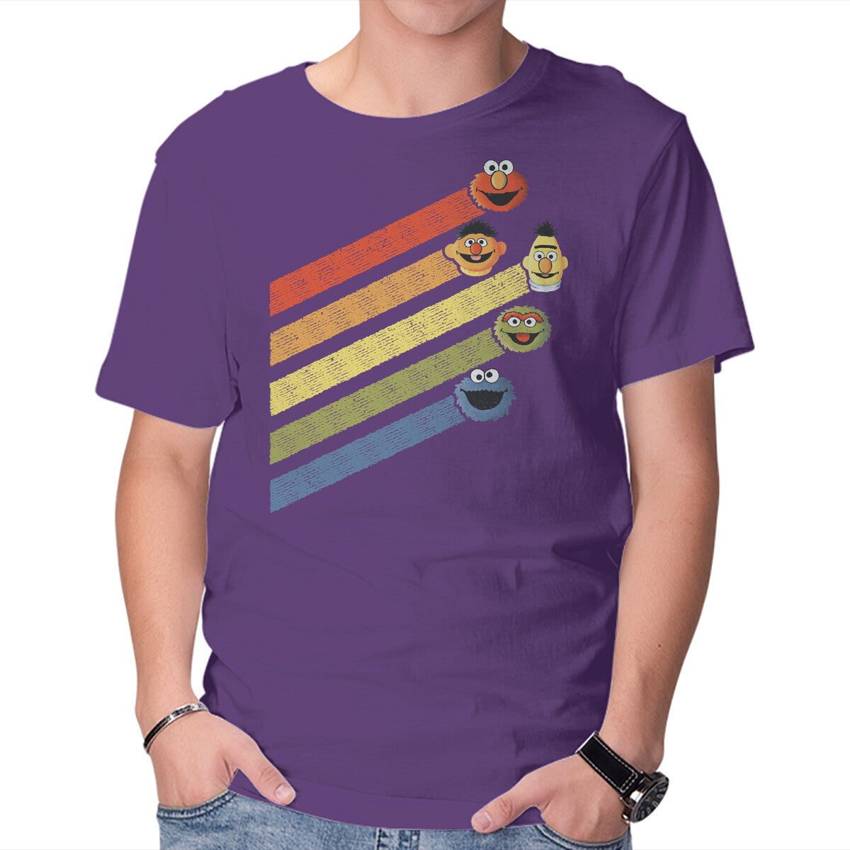 Retro Sesame – Retro Graphic T-Shirt in purple, product display