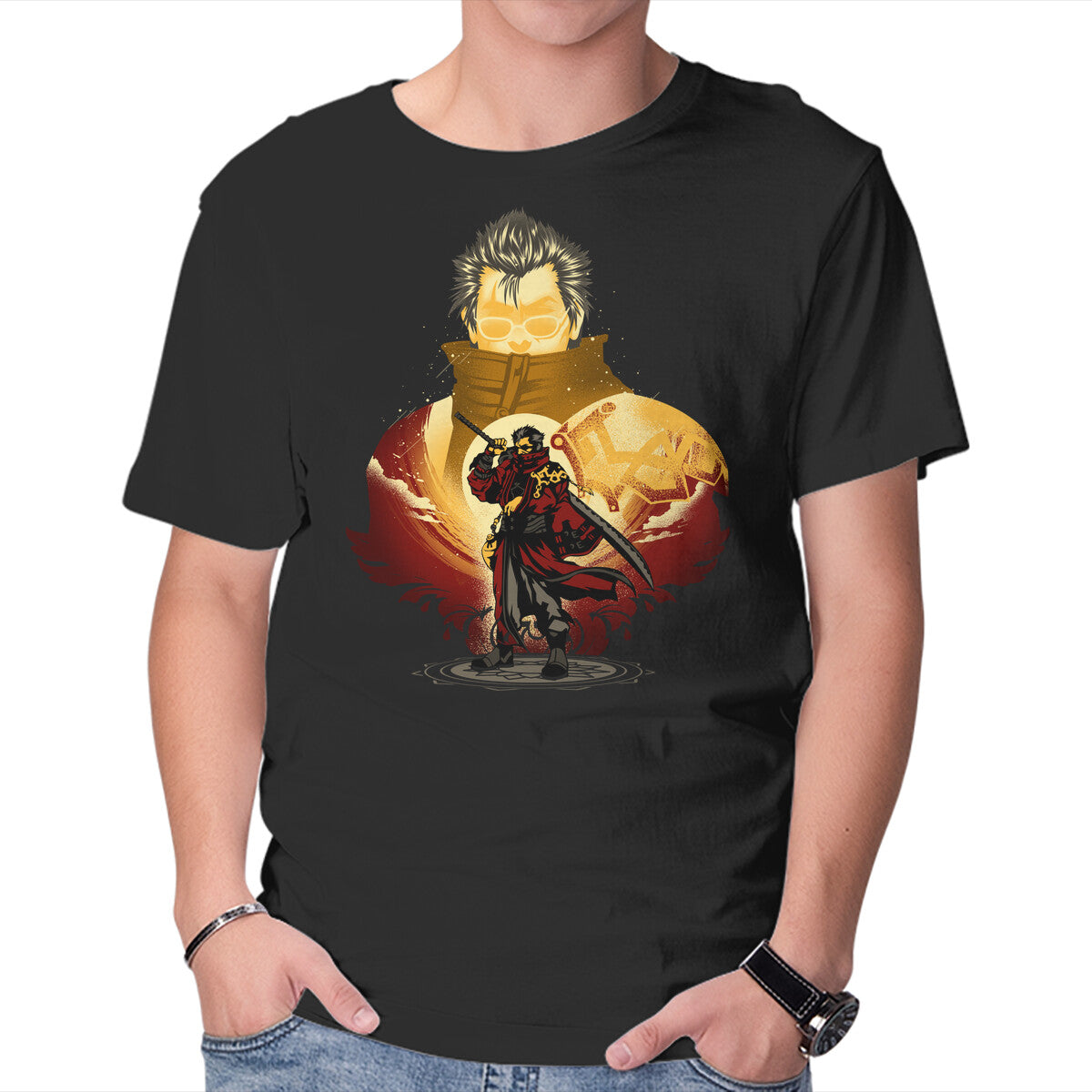 Warrior Monk Of Yevon – Gaming Graphic T-Shirt in black, product display