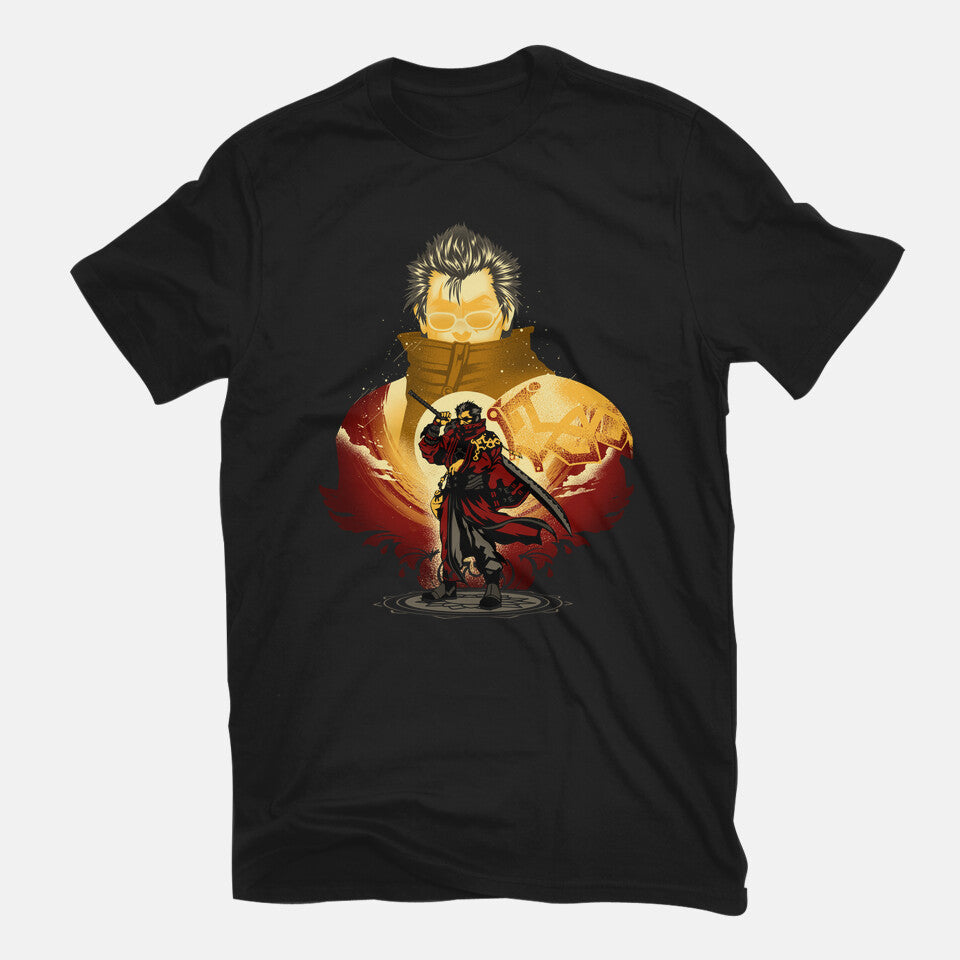 Warrior Monk Of Yevon – Gaming Graphic T-Shirt in black, flat-lay product view