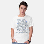 Model wearing white Water Starter Sumi-e – Anime Graphic T-Shirt