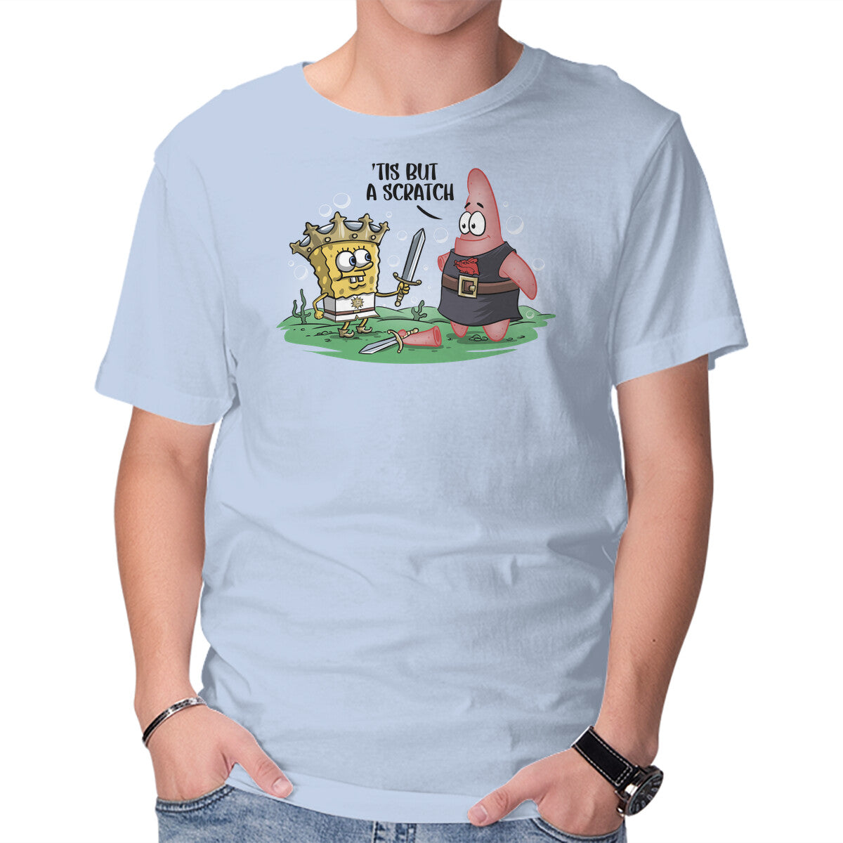 The Holy Grail Under The Sea – Movie Graphic T-Shirt in blue, product display