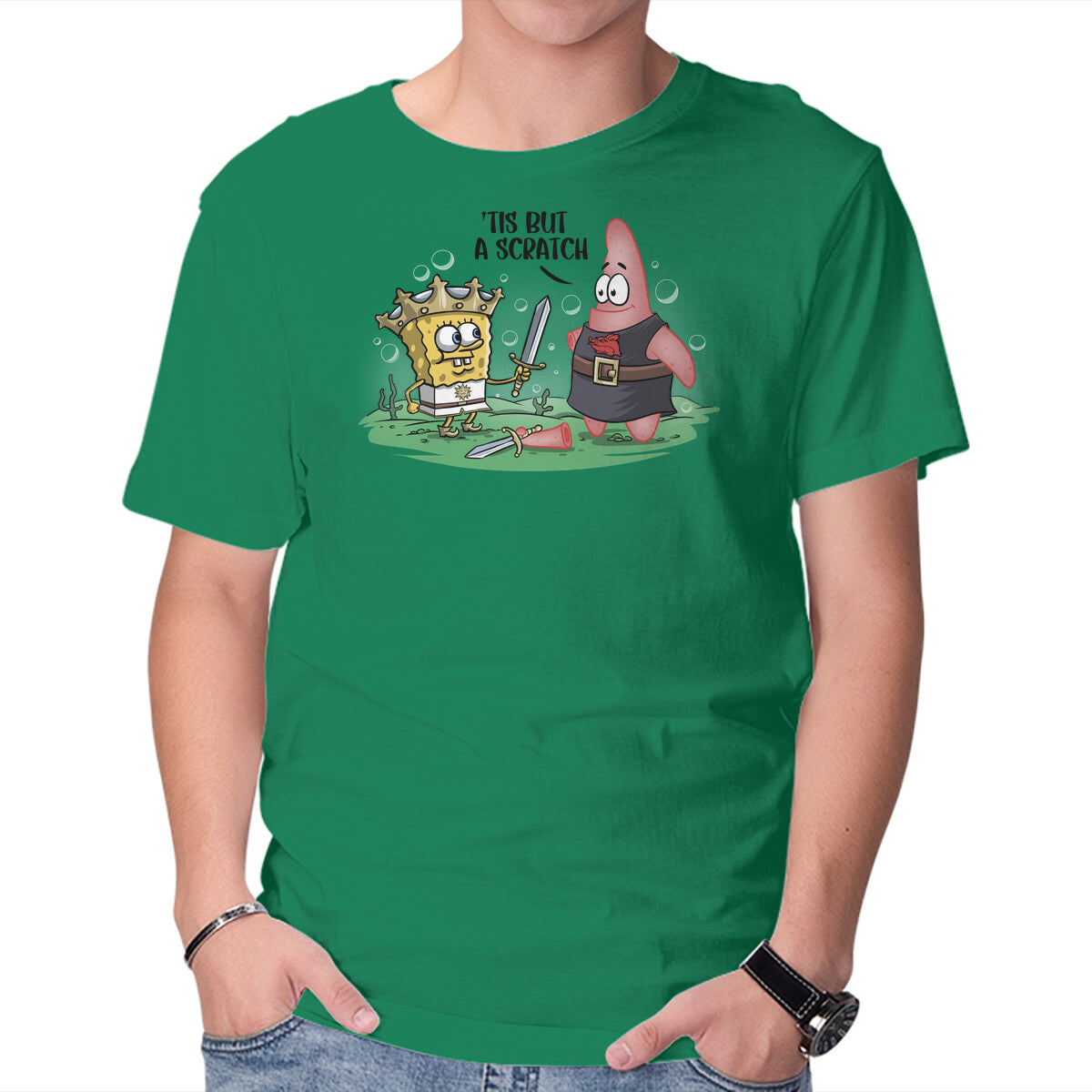 The Holy Grail Under The Sea – Movie Graphic T-Shirt in green, product display