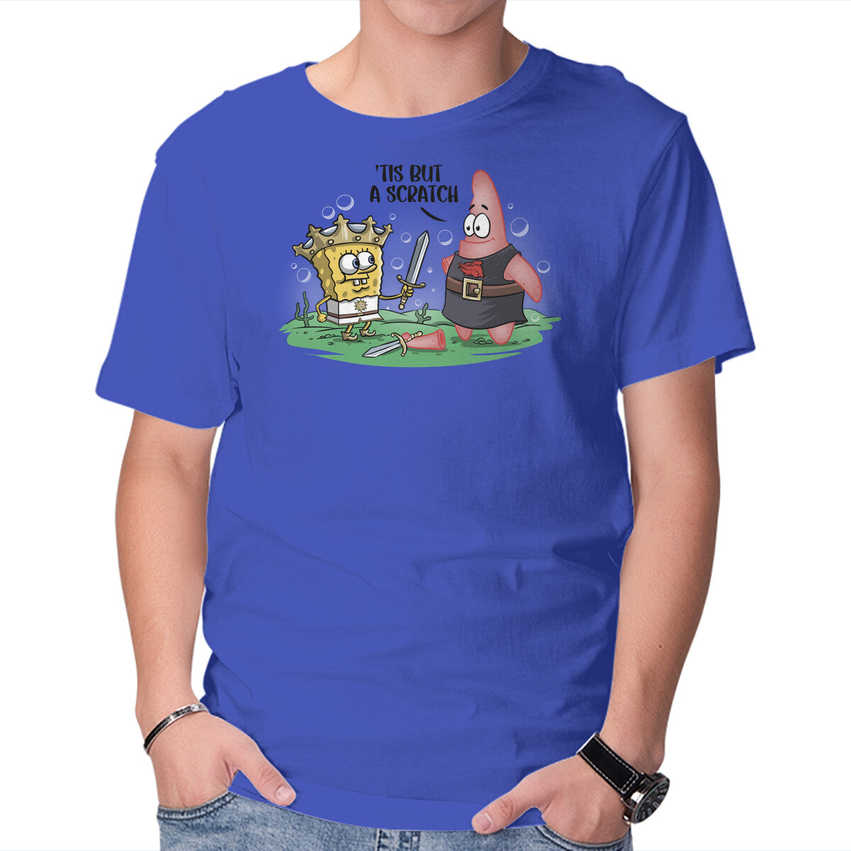 The Holy Grail Under The Sea – Movie Graphic T-Shirt in royal blue, product display