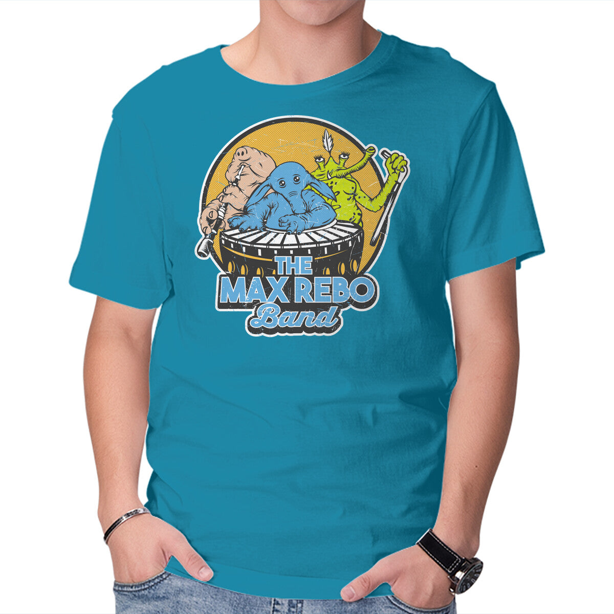 The Max Rebo Band – Sci-Fi Graphic T-Shirt in turquoise, product display