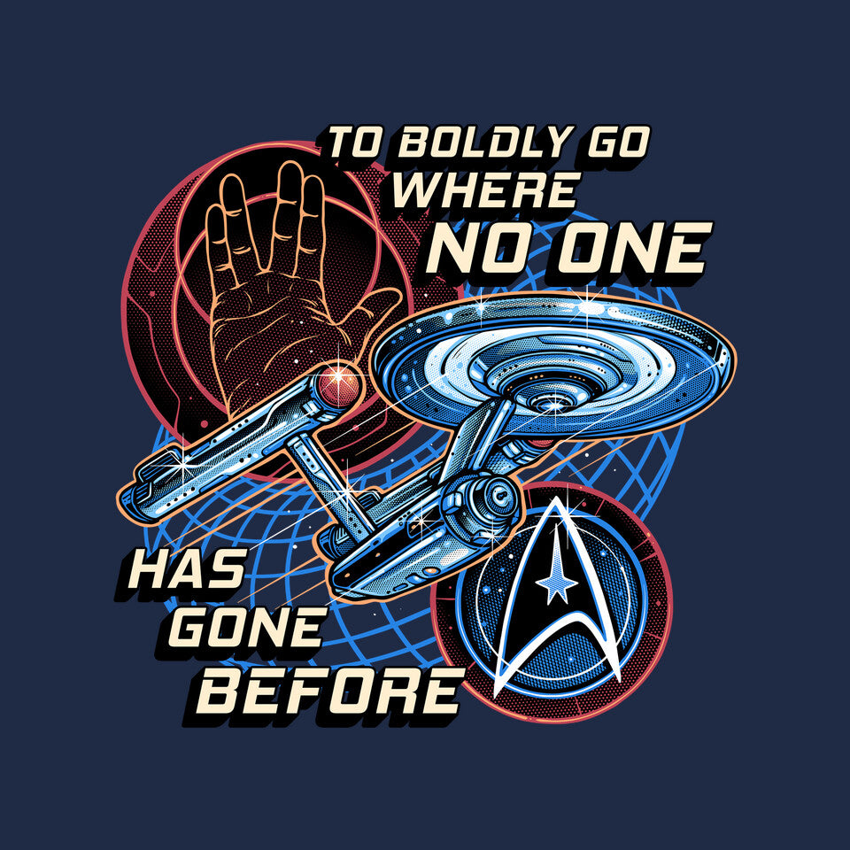 To The Stars And Back – Sci-Fi Graphic T-Shirt design artwork for navy graphic T-shirt